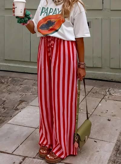 RED + PINK STRIPED PANTS