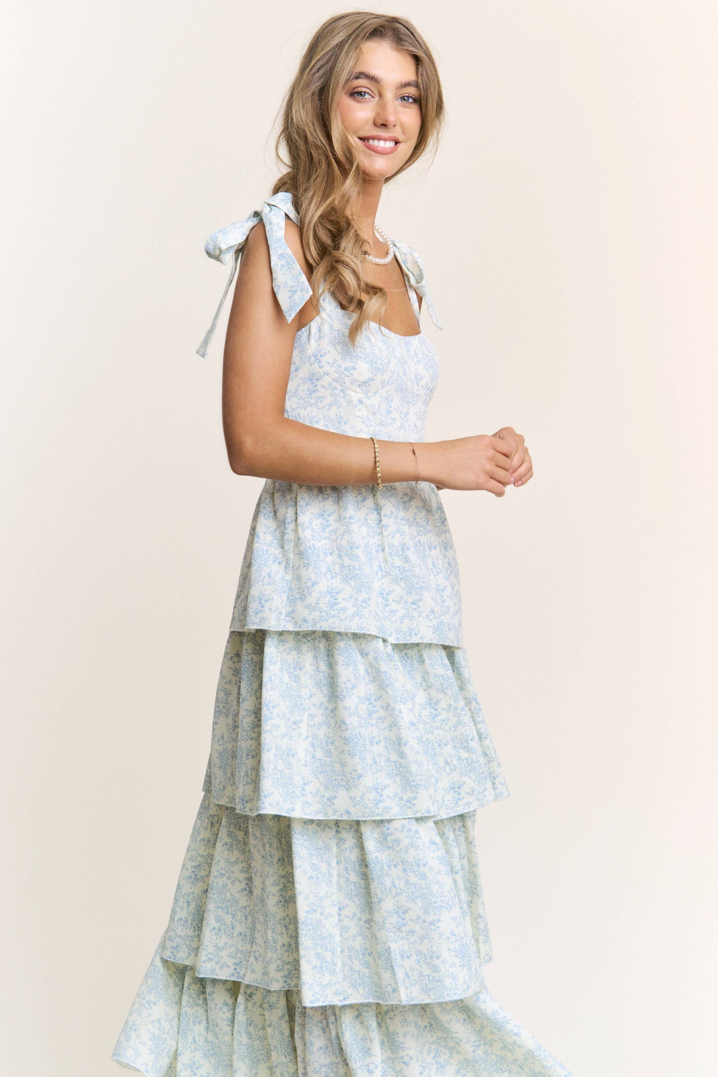 THE BLUE FLORAL RUFFLE MAXI