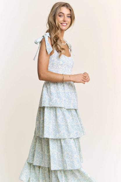 THE BLUE FLORAL RUFFLE MAXI