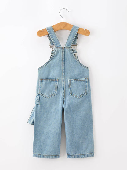 LITTLE DENIM BOW OVERALLS
