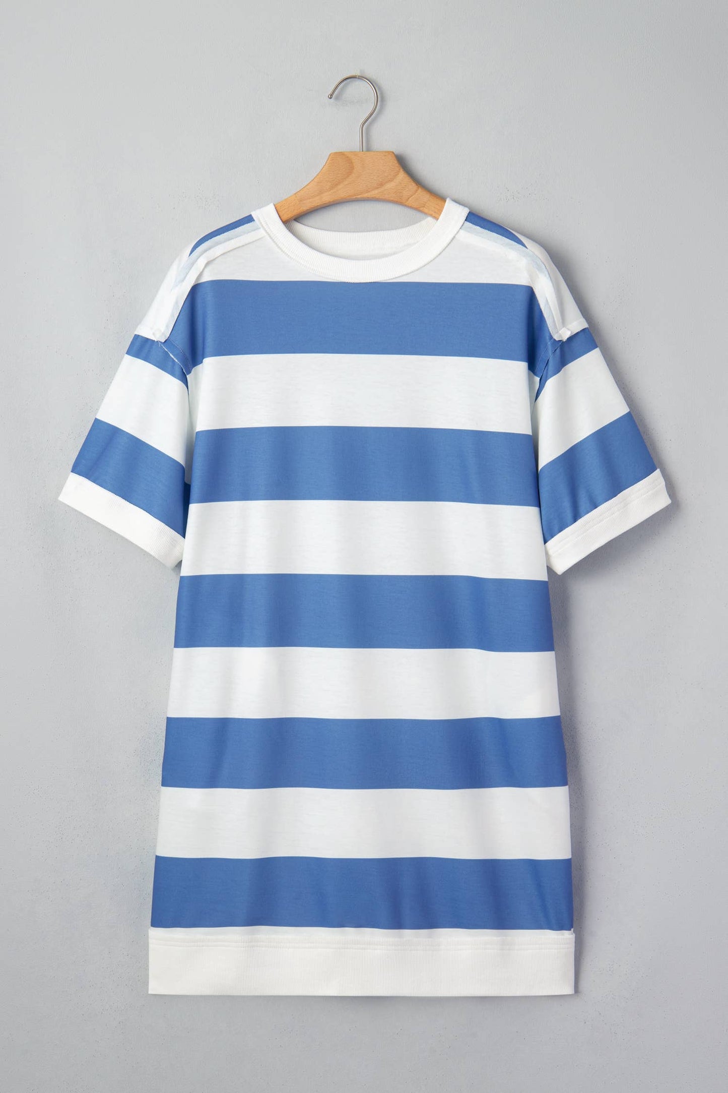 DUSTY BLUE STRIPE TEE DRESS