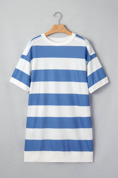 DUSTY BLUE STRIPE TEE DRESS