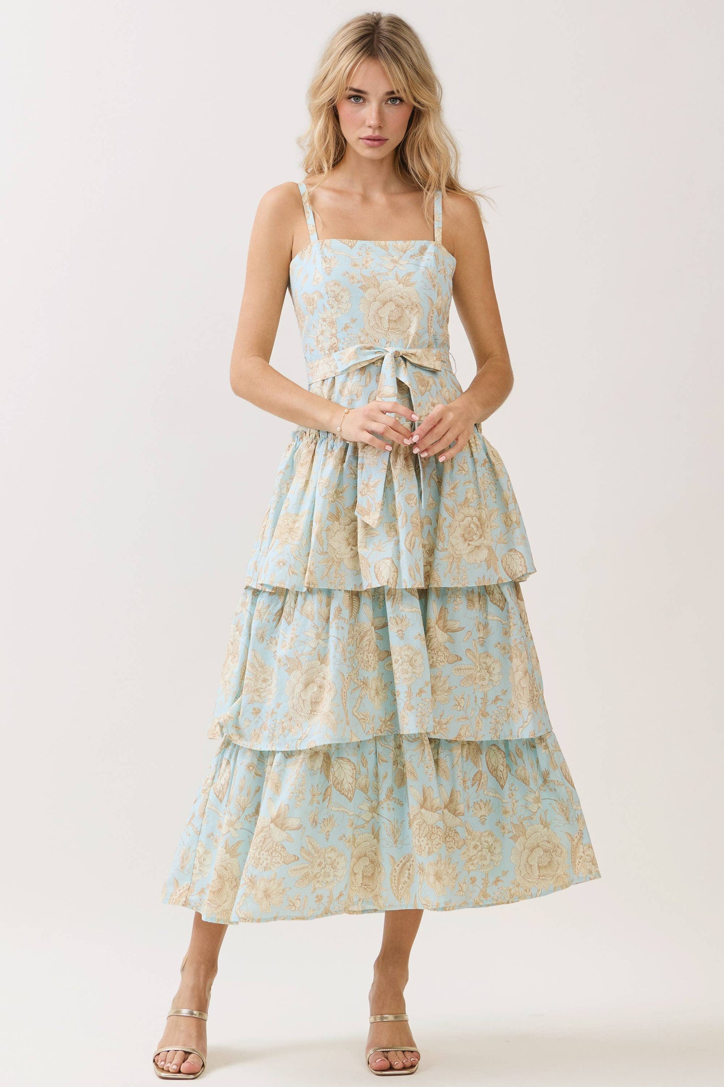 THE GOLDEN FLORAL TIERED DRESS