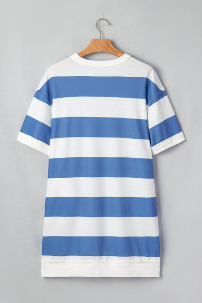 DUSTY BLUE STRIPE TEE DRESS
