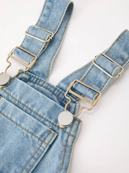 LITTLE DENIM BOW OVERALLS
