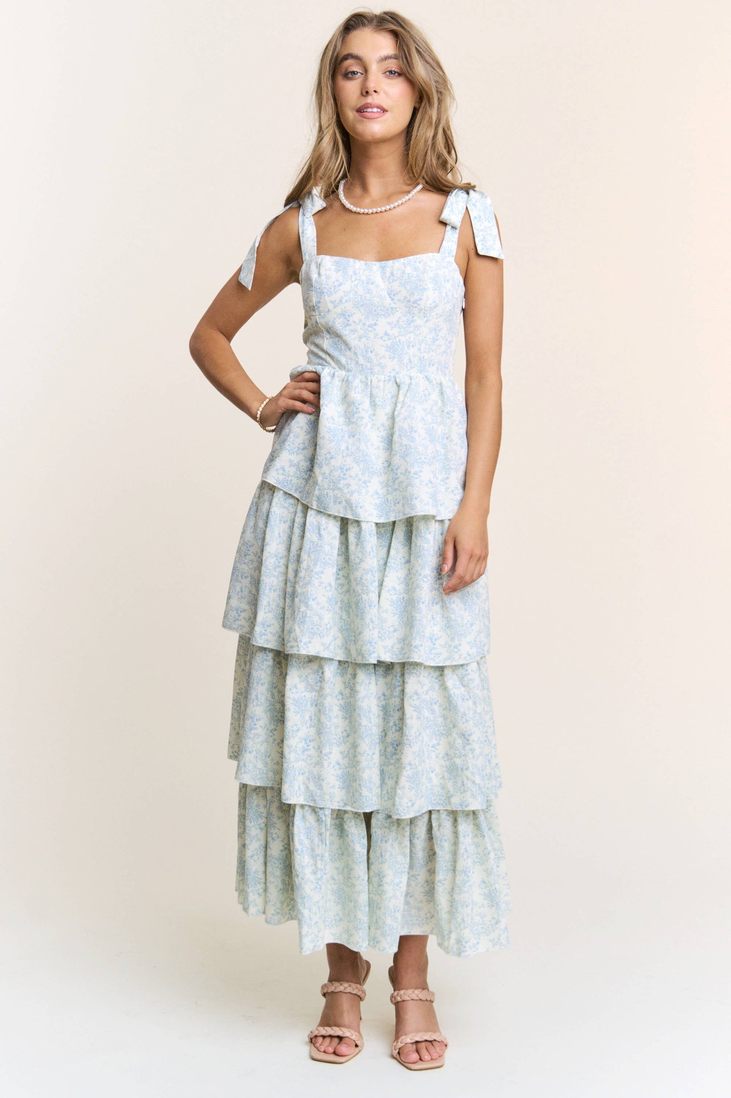 THE BLUE FLORAL RUFFLE MAXI