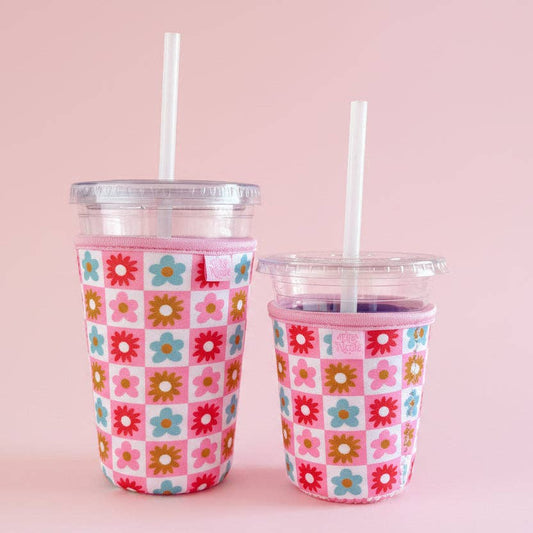CHECKERED FLORAL DRINK SLEEVE