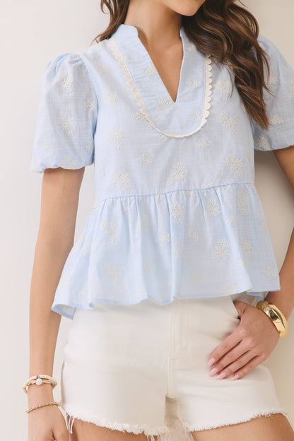 PEPLUM BABY BLUE TOP