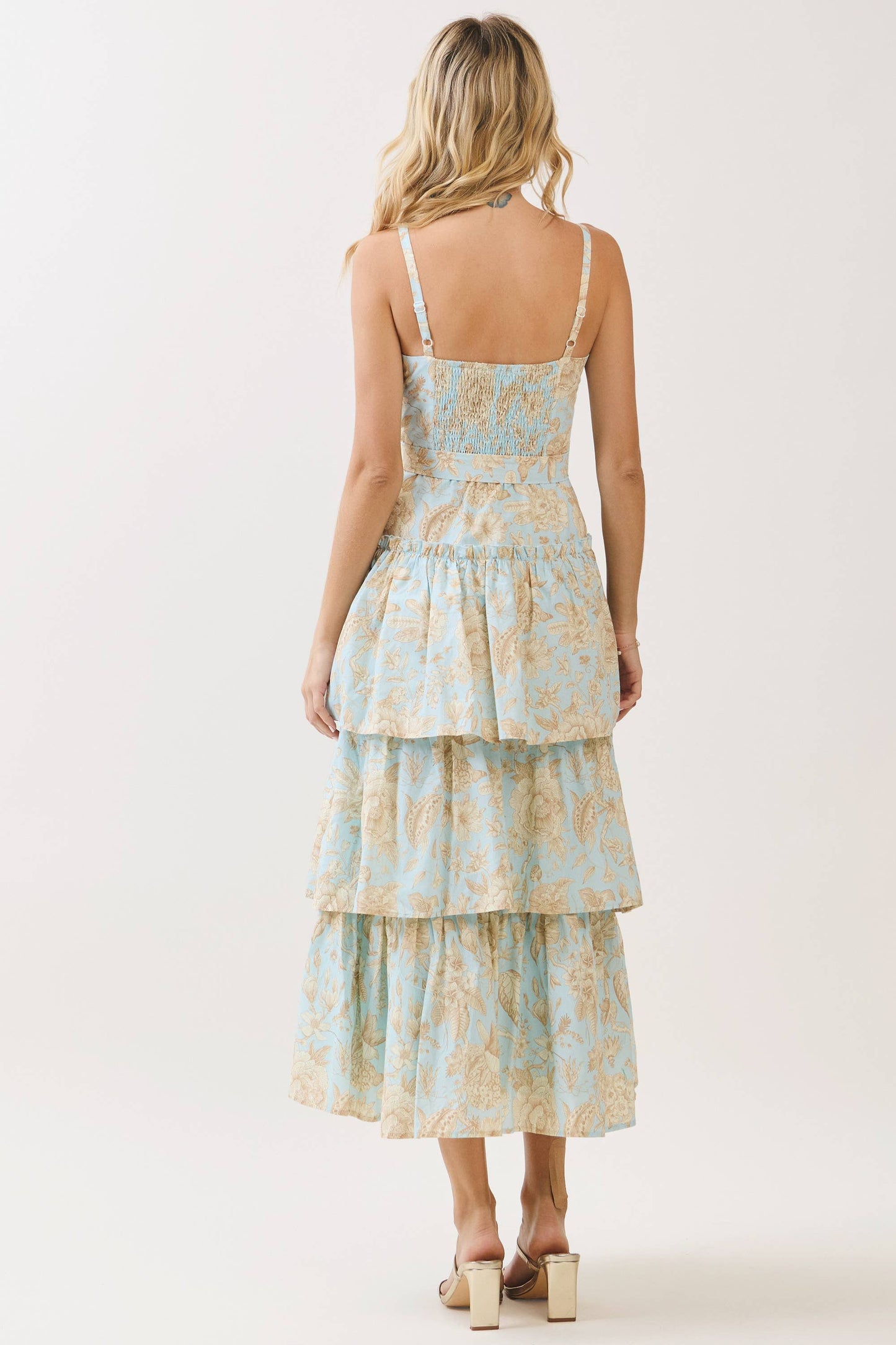 THE GOLDEN FLORAL TIERED DRESS