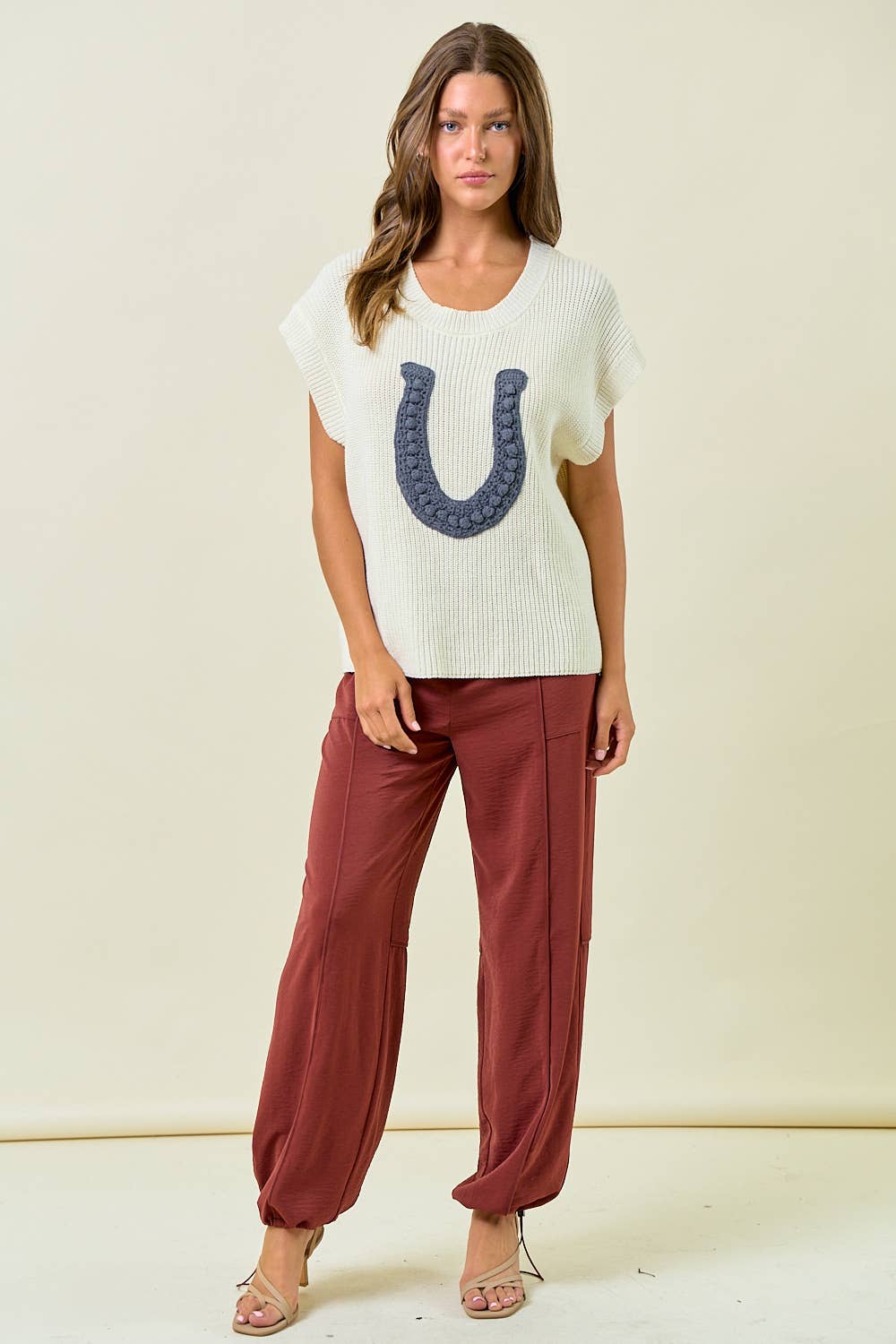 HORSESHOE RIBBED SWEATER