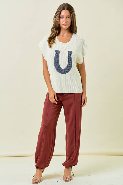 HORSESHOE RIBBED SWEATER
