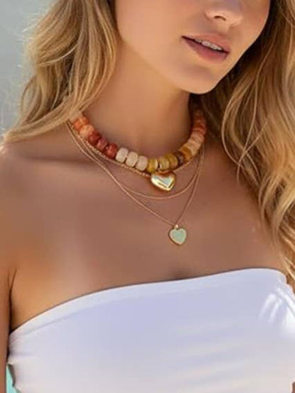 GOLD HEART BEADED NECKLACE