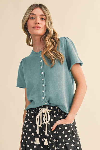 SHORT SLEEVE SWEATER CARDIGAN