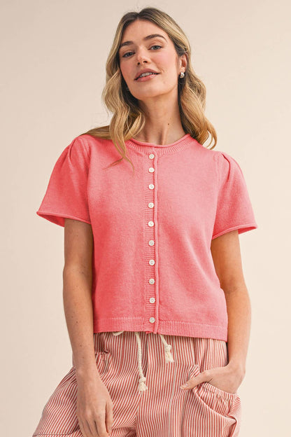 SHORT SLEEVE SWEATER CARDIGAN