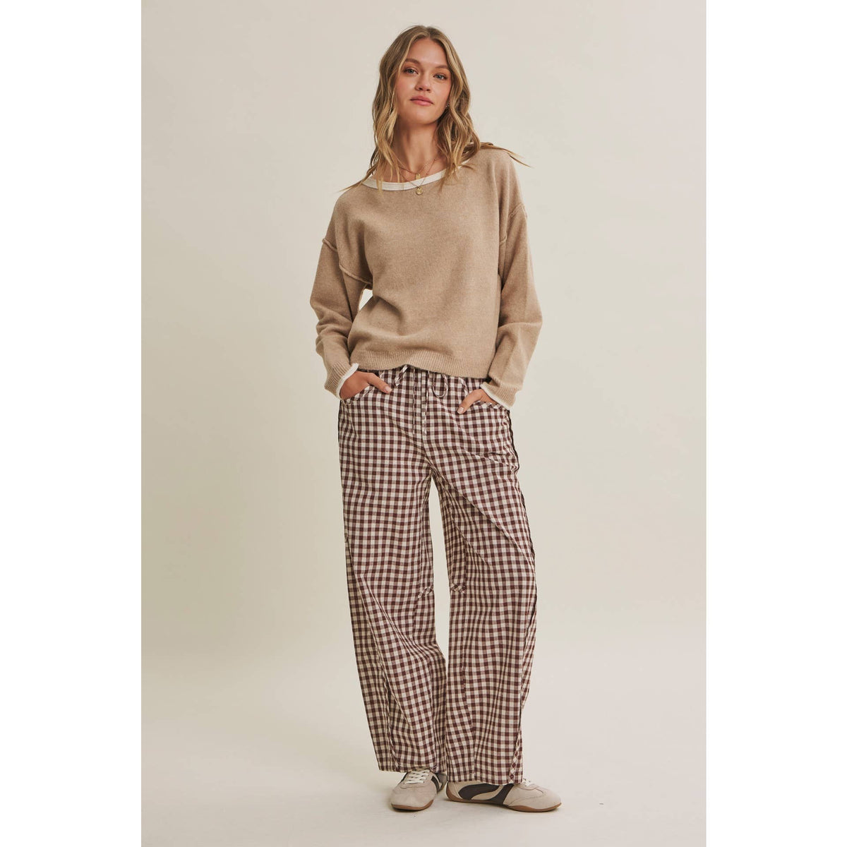 EASY DAY GINGHAM BARREL PANTS