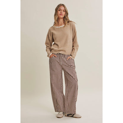 EASY DAY GINGHAM BARREL PANTS