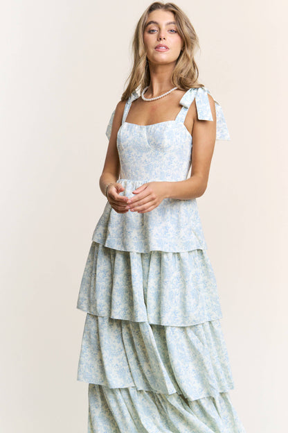 THE BLUE FLORAL RUFFLE MAXI