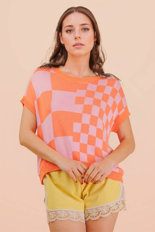 THE CHECKERED KNIT TOP