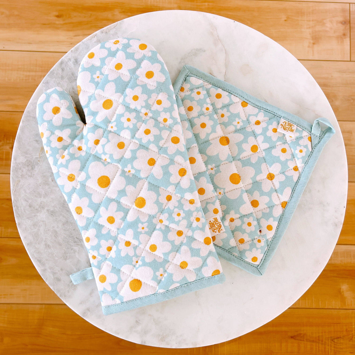 OVEN MITT SET || BLUE DAISY