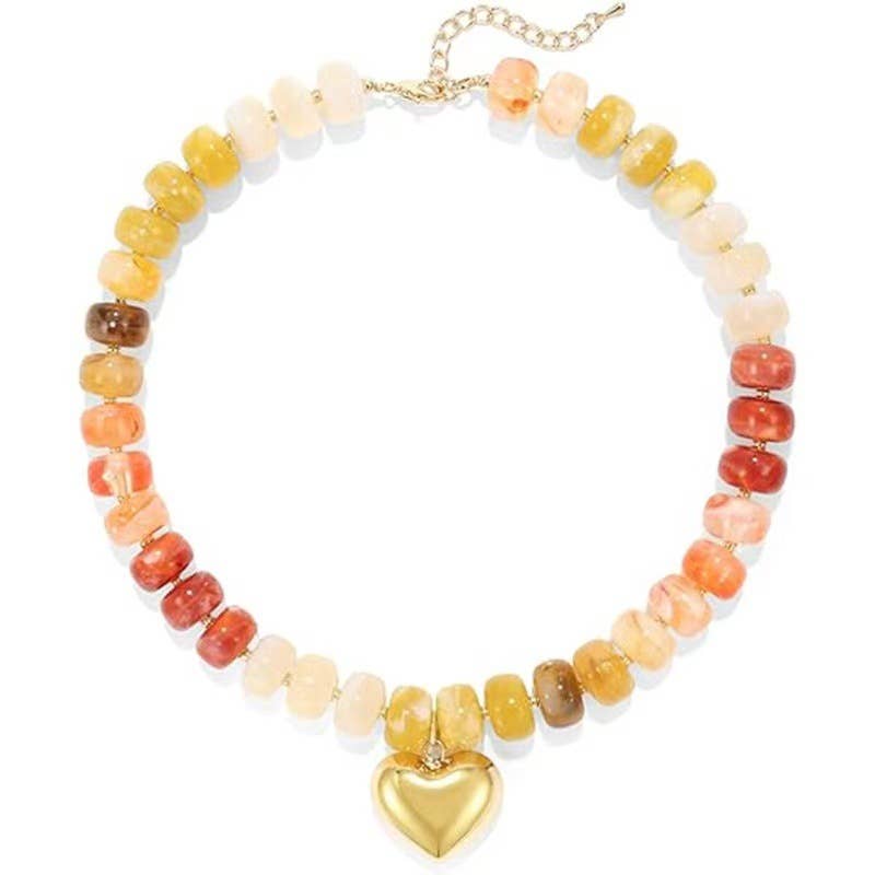 GOLD HEART BEADED NECKLACE