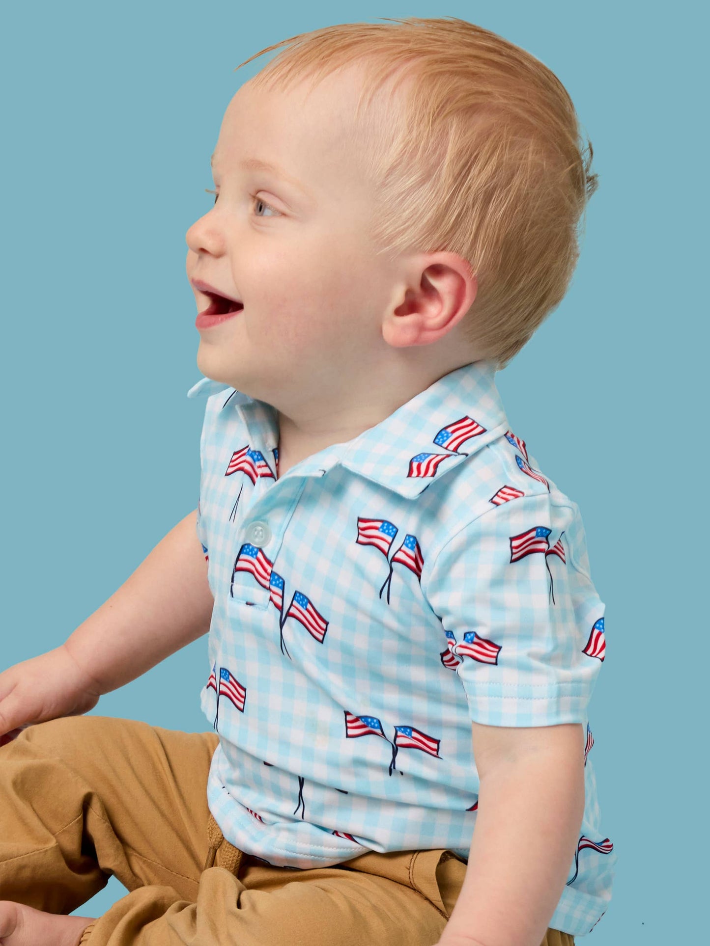 PATRIOTIC GINGHAM BABY POLO
