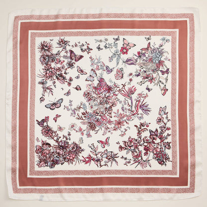 Floral Butterfly Silk Texture Square Scarf
